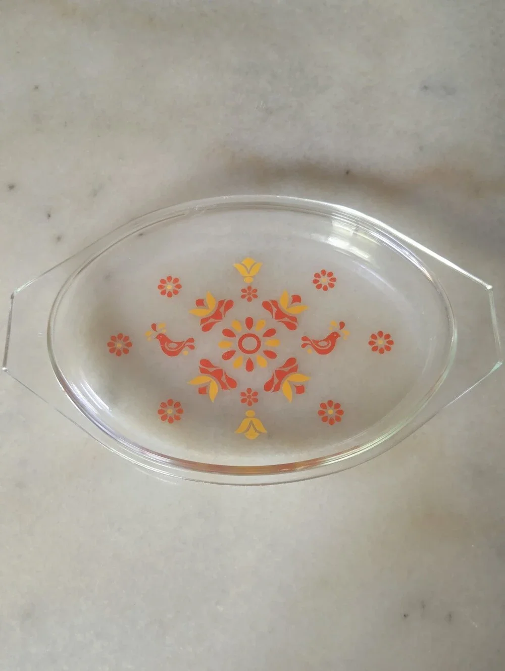 Vintage PYREX Friendship (Red Bird Friendship Birds) Oval Casserole Lid 945 C11
